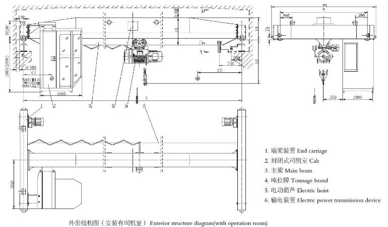 16噸電動單梁起重機(jī)結(jié)構(gòu)圖